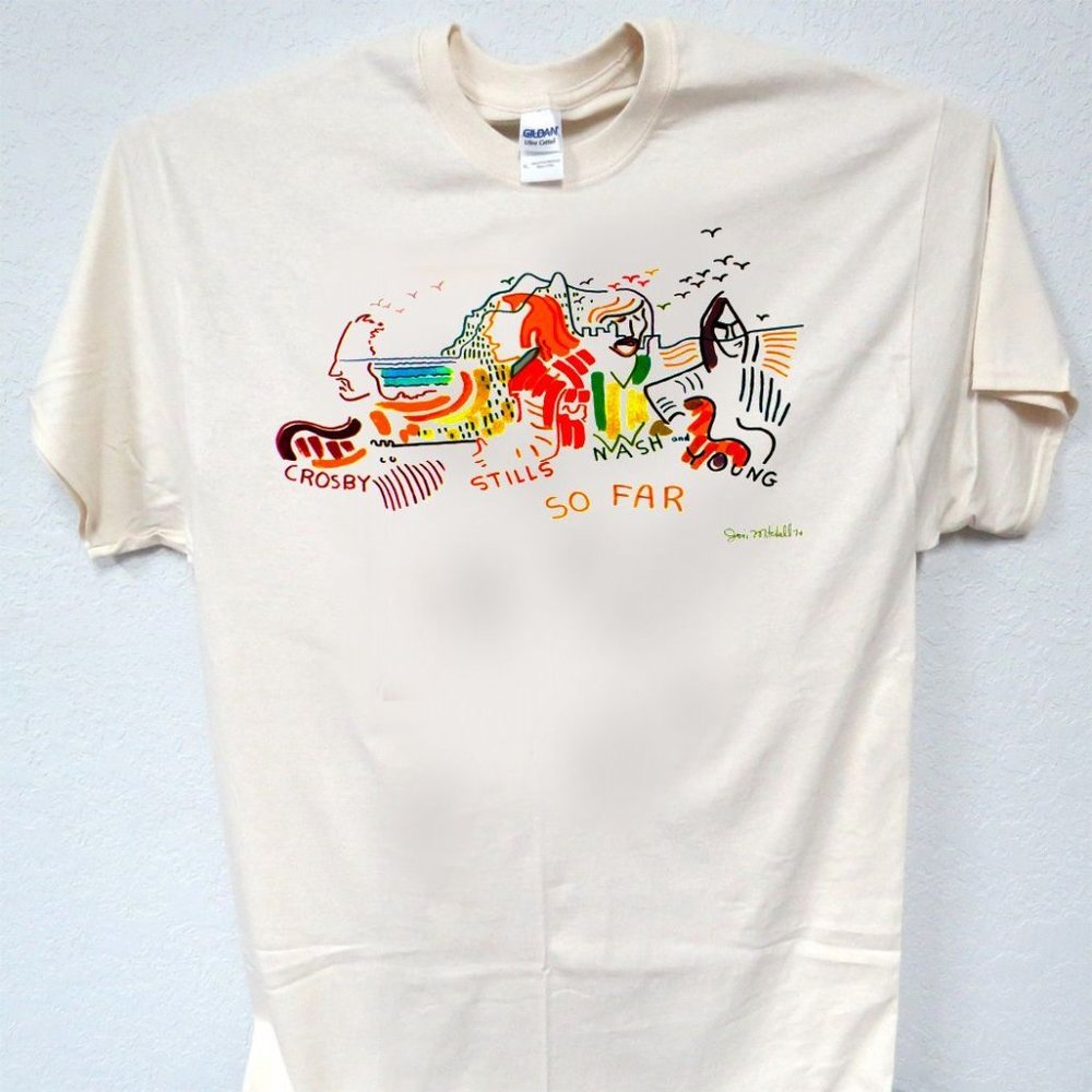 CSNY, CROSBY STILLS NASH & YOUNG COOL IVORY MENS TEE T-198
